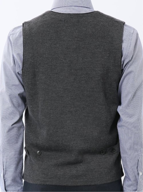 ウォッシャブル ウール混 ミラノリブ 前開きベスト