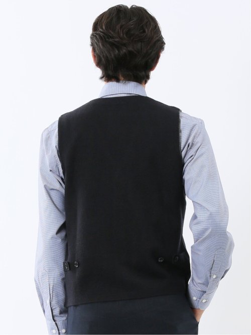 ウォッシャブル ウール混 ミラノリブ 前開きベスト