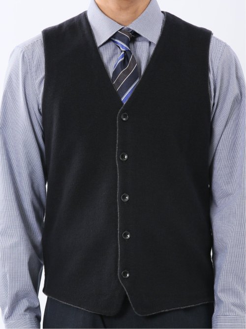 ウォッシャブル ウール混 ミラノリブ 前開きベスト