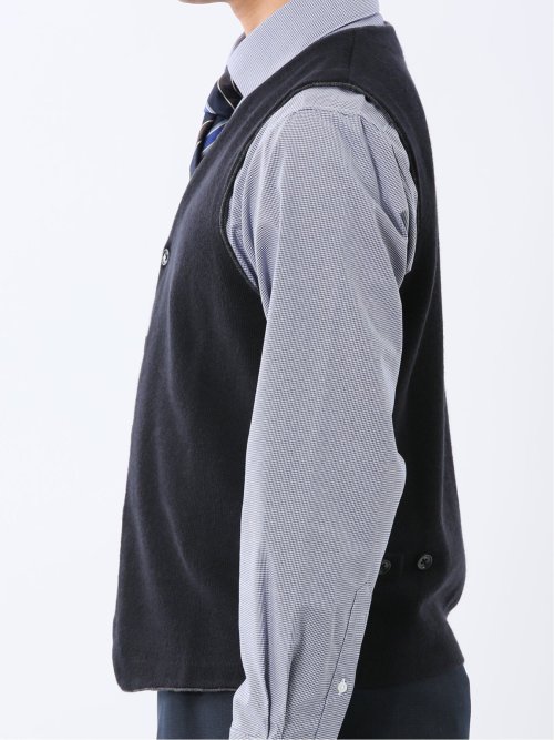 ウォッシャブル ウール混 ミラノリブ 前開きベスト