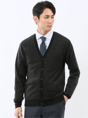 ウォッシャブル ウール混カルゼ柄 ニットカーディガン