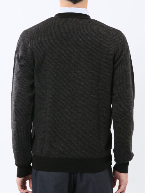 ウォッシャブル ウール混カルゼ柄 ニットカーディガン