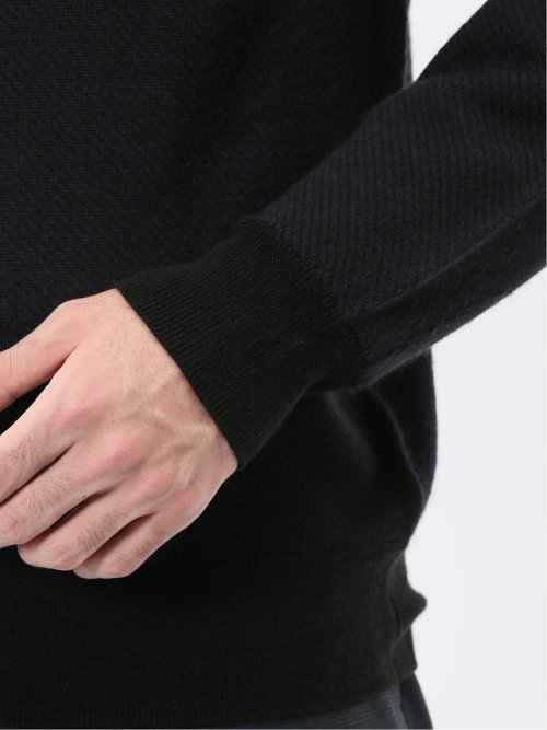 ウォッシャブル ウール混カルゼ柄 ニットカーディガン