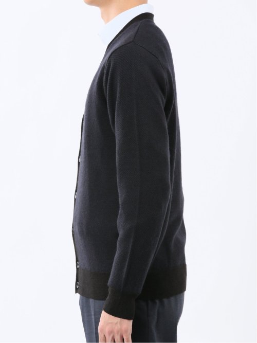 ウォッシャブル ウール混カルゼ柄 ニットカーディガン