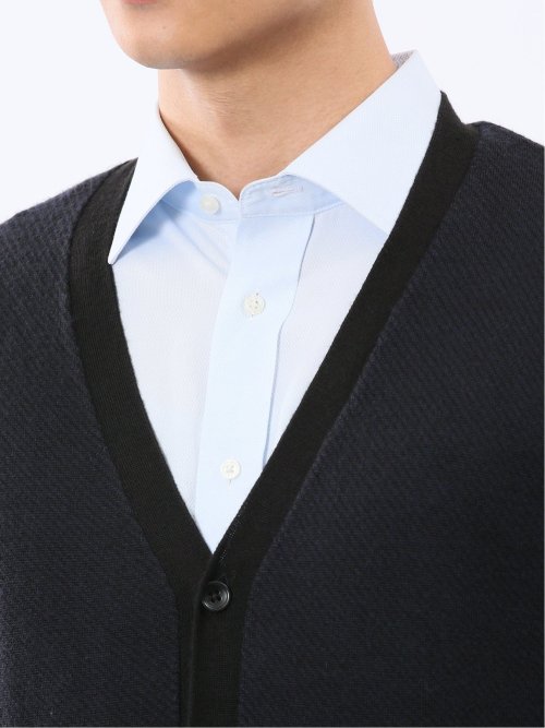 ウォッシャブル ウール混カルゼ柄 ニットカーディガン