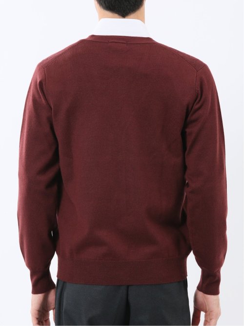 ウォッシャブル ウール混ダイヤ柄 ニットカーディガン