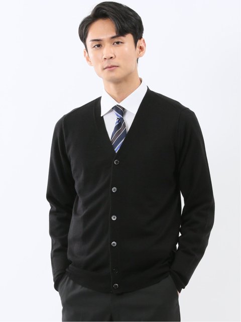 ウォッシャブル ウール混天竺 ニットカーディガン