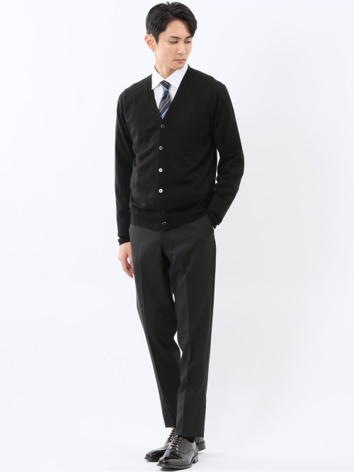 ウォッシャブル ウール混天竺 ニットカーディガン