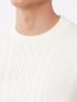 ニット プルオーバー メンズ 長袖 ウォッシャブル スロープネック セーター ウール混 前身 ケーブル