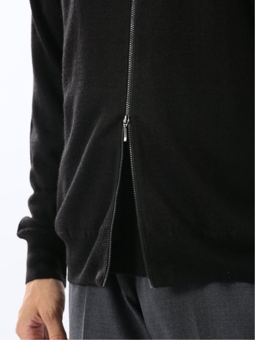 ウォッシャブル ウール混 スタンドフルジップ カーディガン