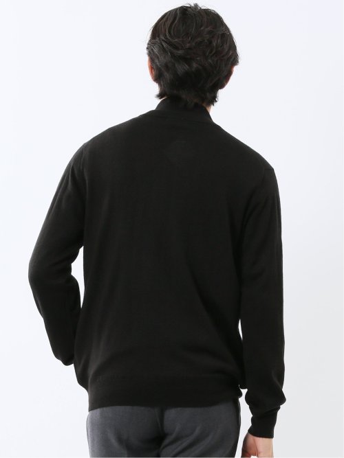 ウォッシャブル ウール混 スタンドフルジップ カーディガン