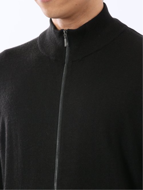 ウォッシャブル ウール混 スタンドフルジップ カーディガン