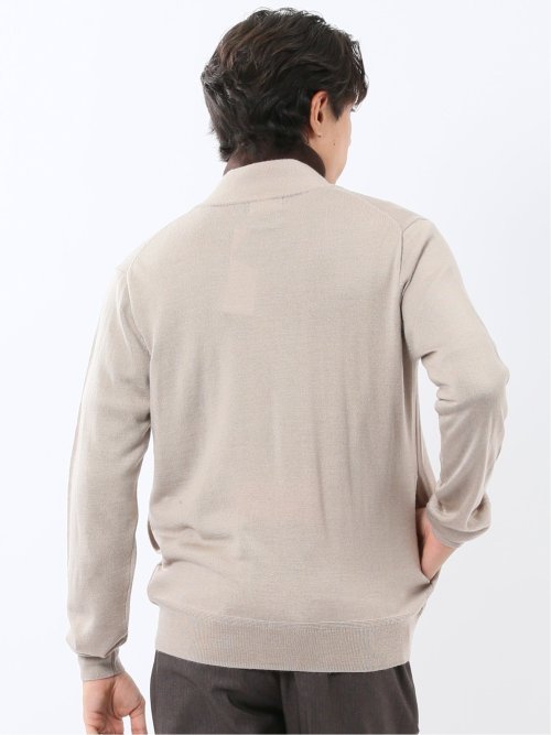 ウォッシャブル ウール混 スタンドフルジップ カーディガン