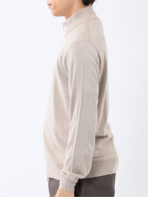 ウォッシャブル ウール混 スタンドフルジップ カーディガン