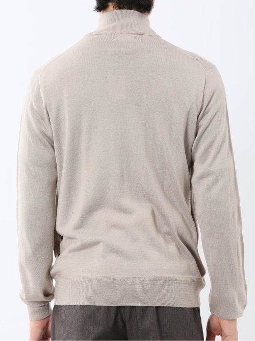 ウォッシャブル ウール混 スタンドフルジップ カーディガン