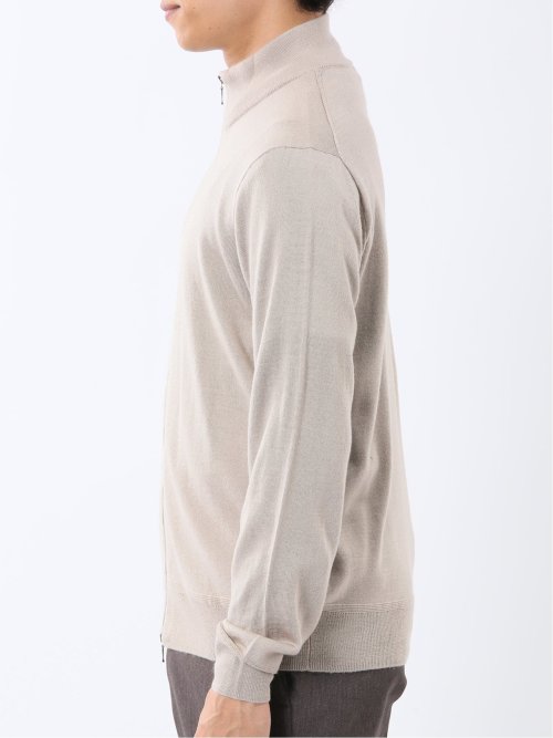 ウォッシャブル ウール混 スタンドフルジップ カーディガン