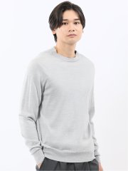 ウォッシャブル ウール混 スロープネックニット