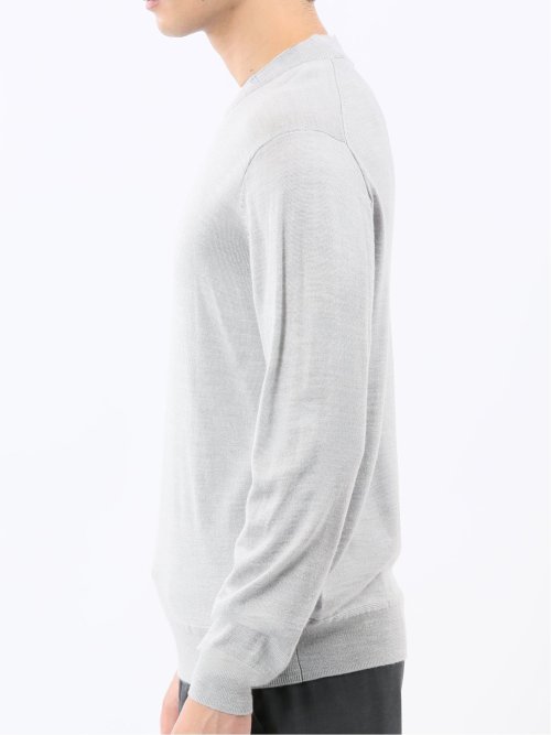 ウォッシャブル ウール混 スロープネックニット