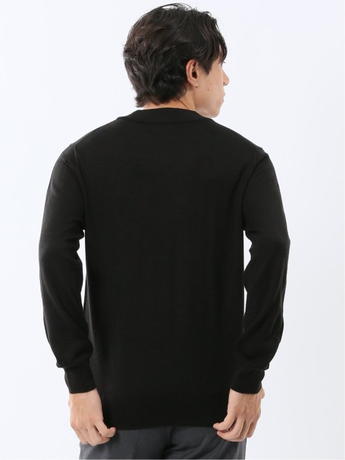 ウォッシャブル ウール混 スロープネックニット