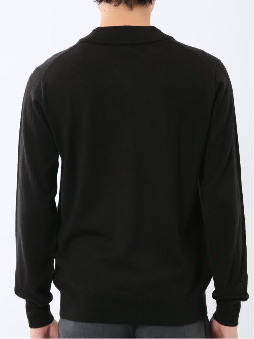 ウォッシャブル ウール混 スロープネックニット