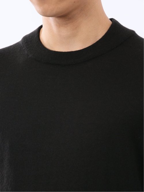 ウォッシャブル ウール混 スロープネックニット