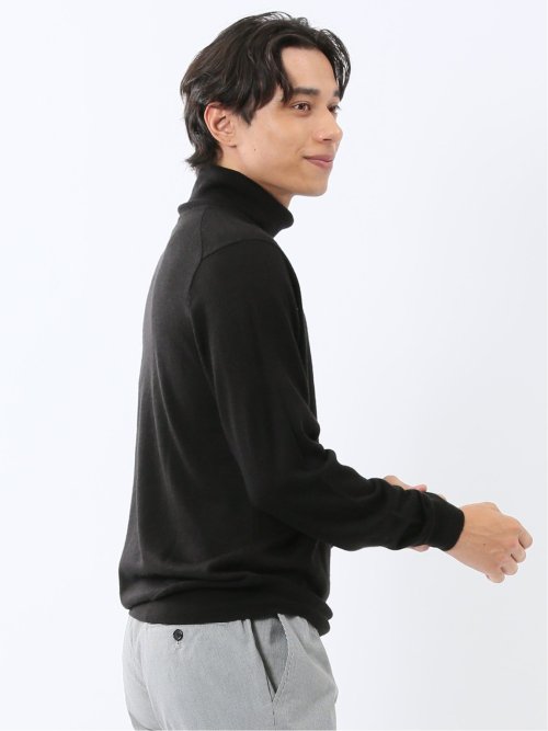 ウォッシャブル ウール混 タートルネックニット