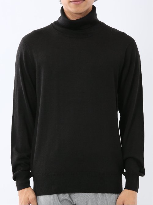 ウォッシャブル ウール混 タートルネックニット