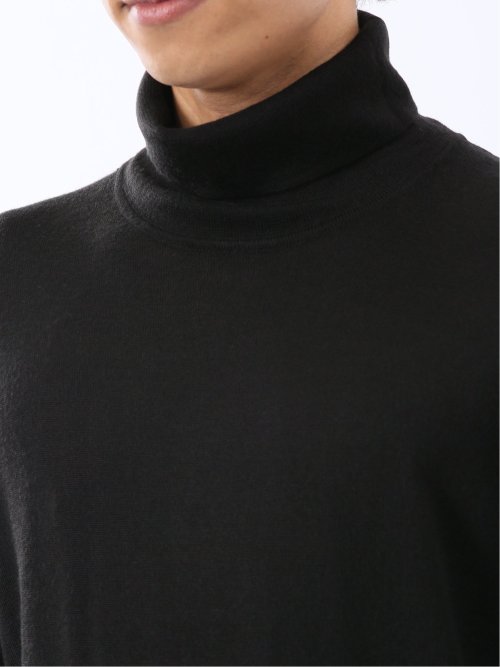 ウォッシャブル ウール混 タートルネックニット