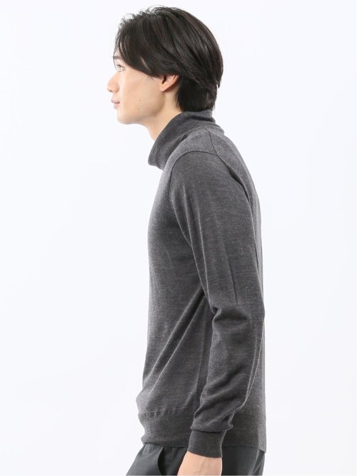 ウォッシャブル ウール混 タートルネックニット