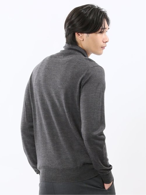 ウォッシャブル ウール混 タートルネックニット