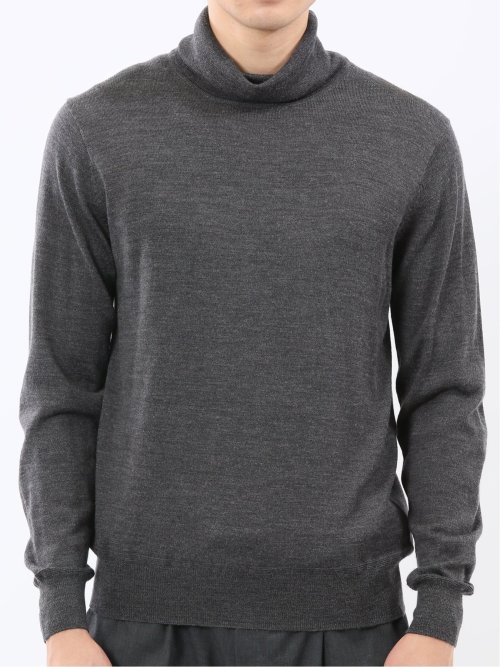 ウォッシャブル ウール混 タートルネックニット