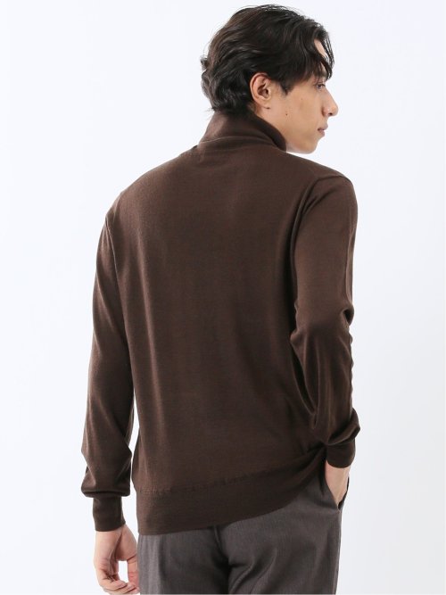 ウォッシャブル ウール混 タートルネックニット