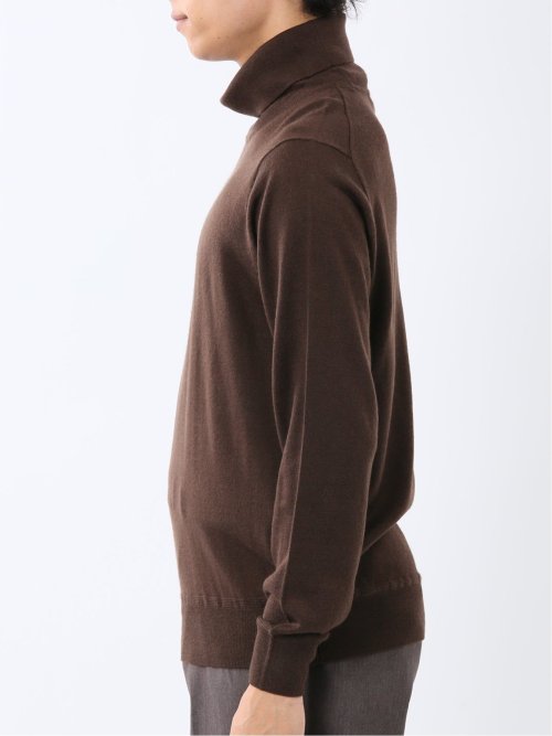 ウォッシャブル ウール混 タートルネックニット