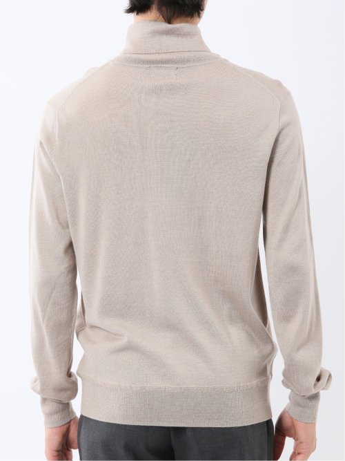 ウォッシャブル ウール混 タートルネックニット