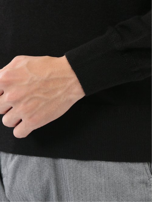 ウォッシャブル ウール混 モックネックニット