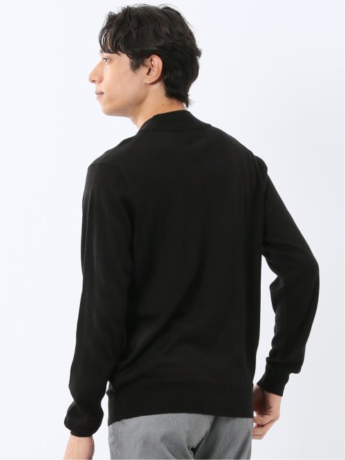 ウォッシャブル ウール混 モックネックニット