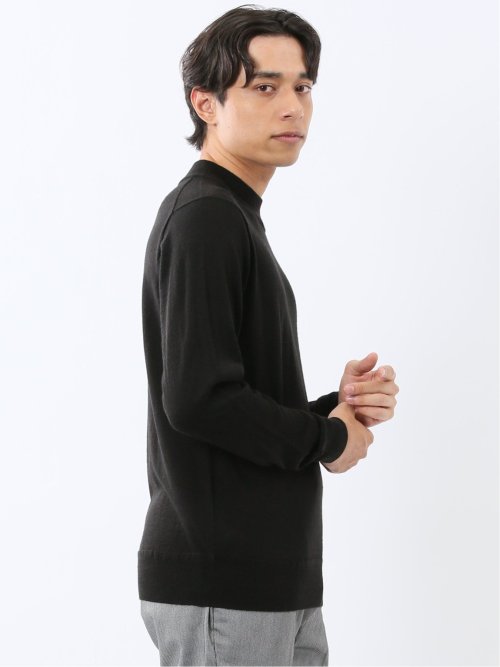 ウォッシャブル ウール混 モックネックニット