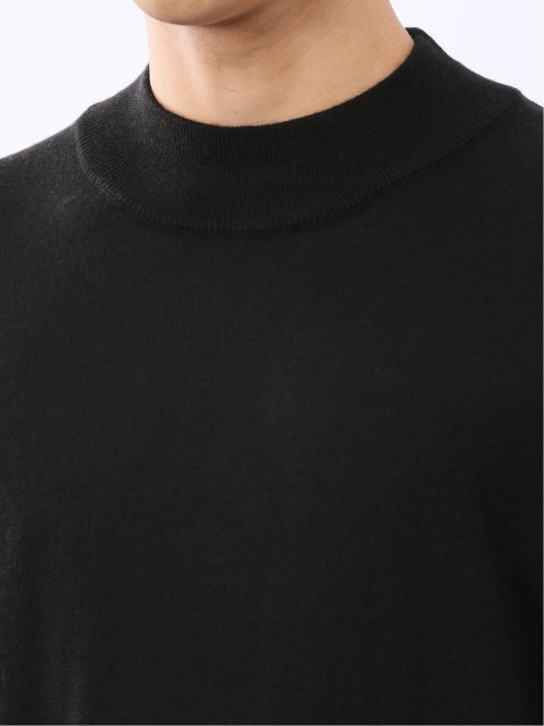 ウォッシャブル ウール混 モックネックニット