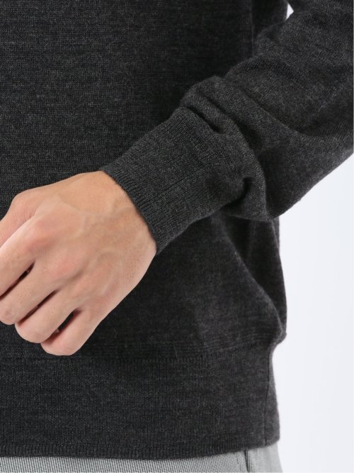 ウォッシャブル ウール混 モックネックニット