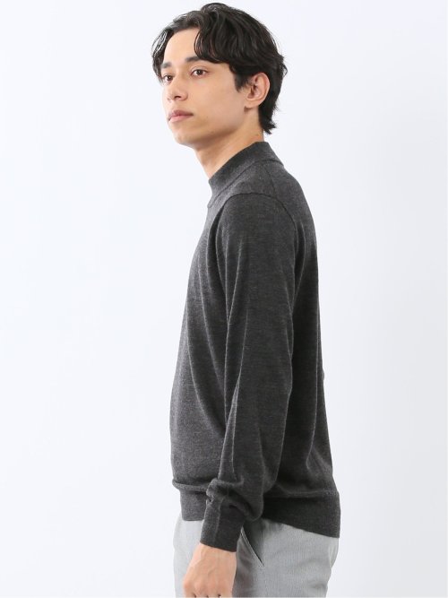 ウォッシャブル ウール混 モックネックニット