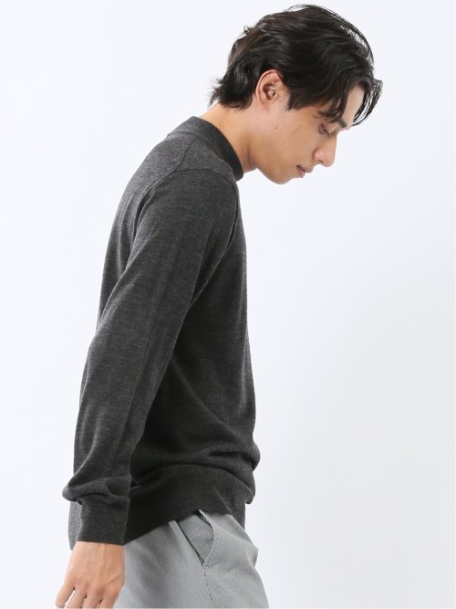 ウォッシャブル ウール混 モックネックニット