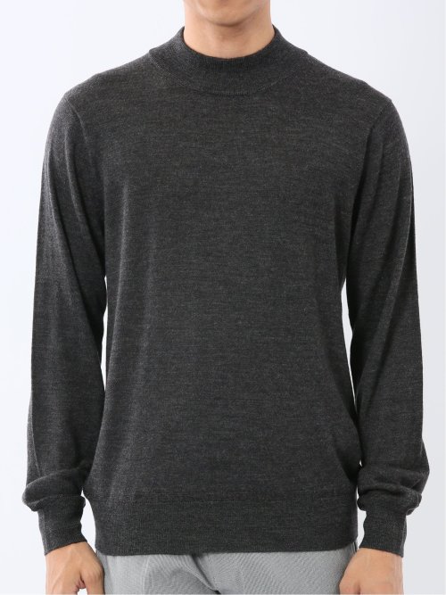 ウォッシャブル ウール混 モックネックニット