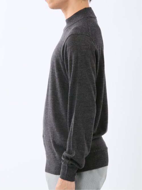 ウォッシャブル ウール混 モックネックニット