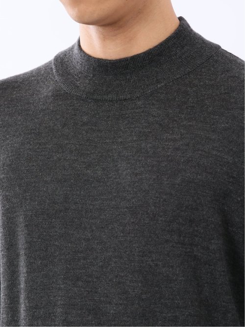 ウォッシャブル ウール混 モックネックニット