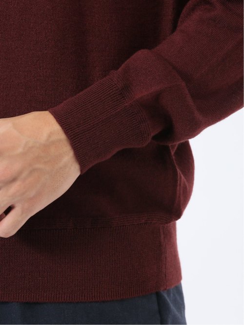 ウォッシャブル ウール混 モックネックニット