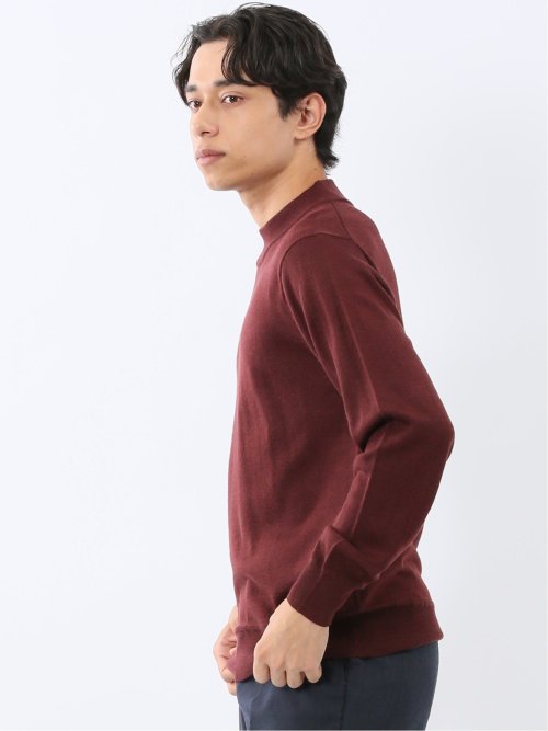 ウォッシャブル ウール混 モックネックニット