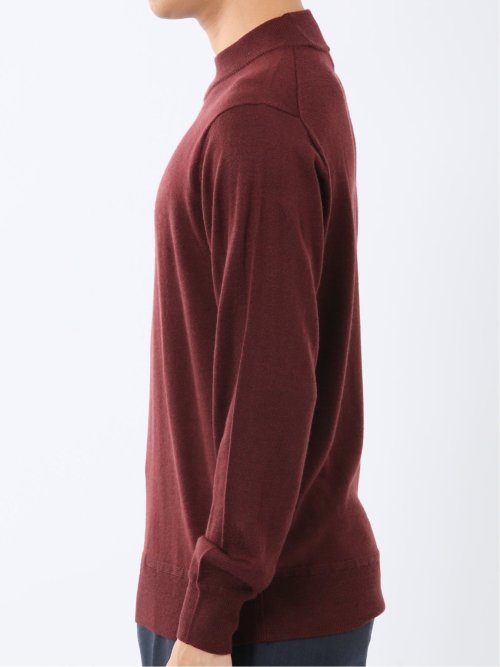 ウォッシャブル ウール混 モックネックニット