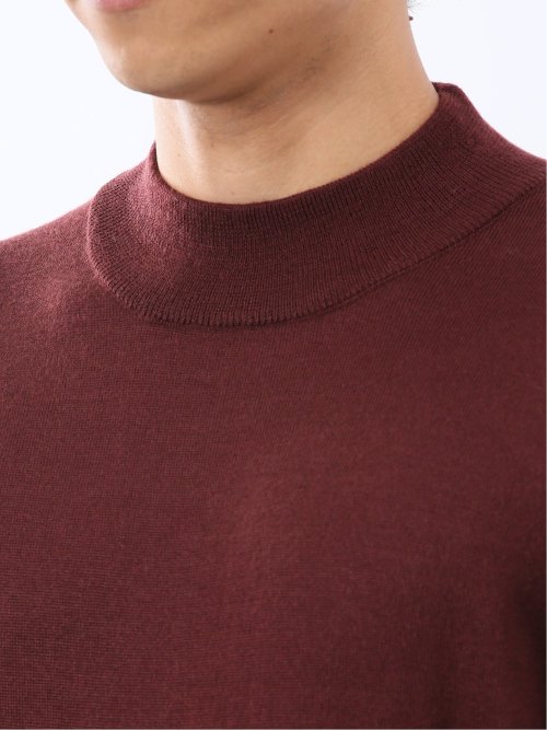 ウォッシャブル ウール混 モックネックニット