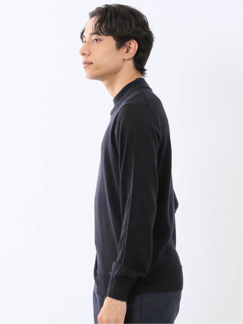 ウォッシャブル ウール混 モックネックニット