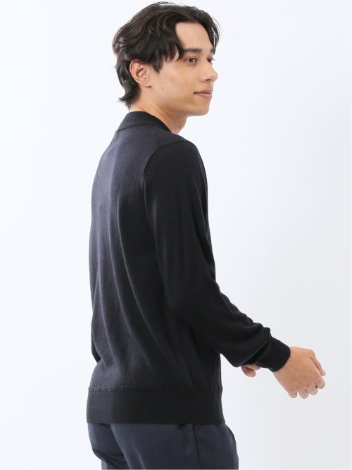 ウォッシャブル ウール混 モックネックニット